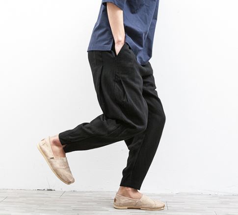 Linen Relaxed Pant in Black