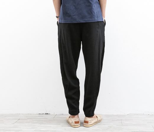 Linen Relaxed Pant in Black